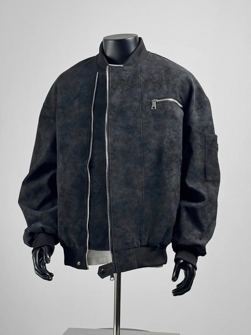 [TANCCHUI] LOOSE STAND-COLLAR MOTO JACKET st5038