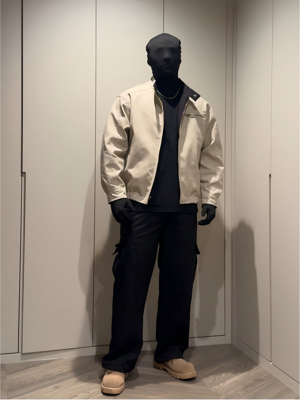 STEP BLOCK ST007 Ribbed Collar Minimalist Harrington Style Zip-Up Jacket
