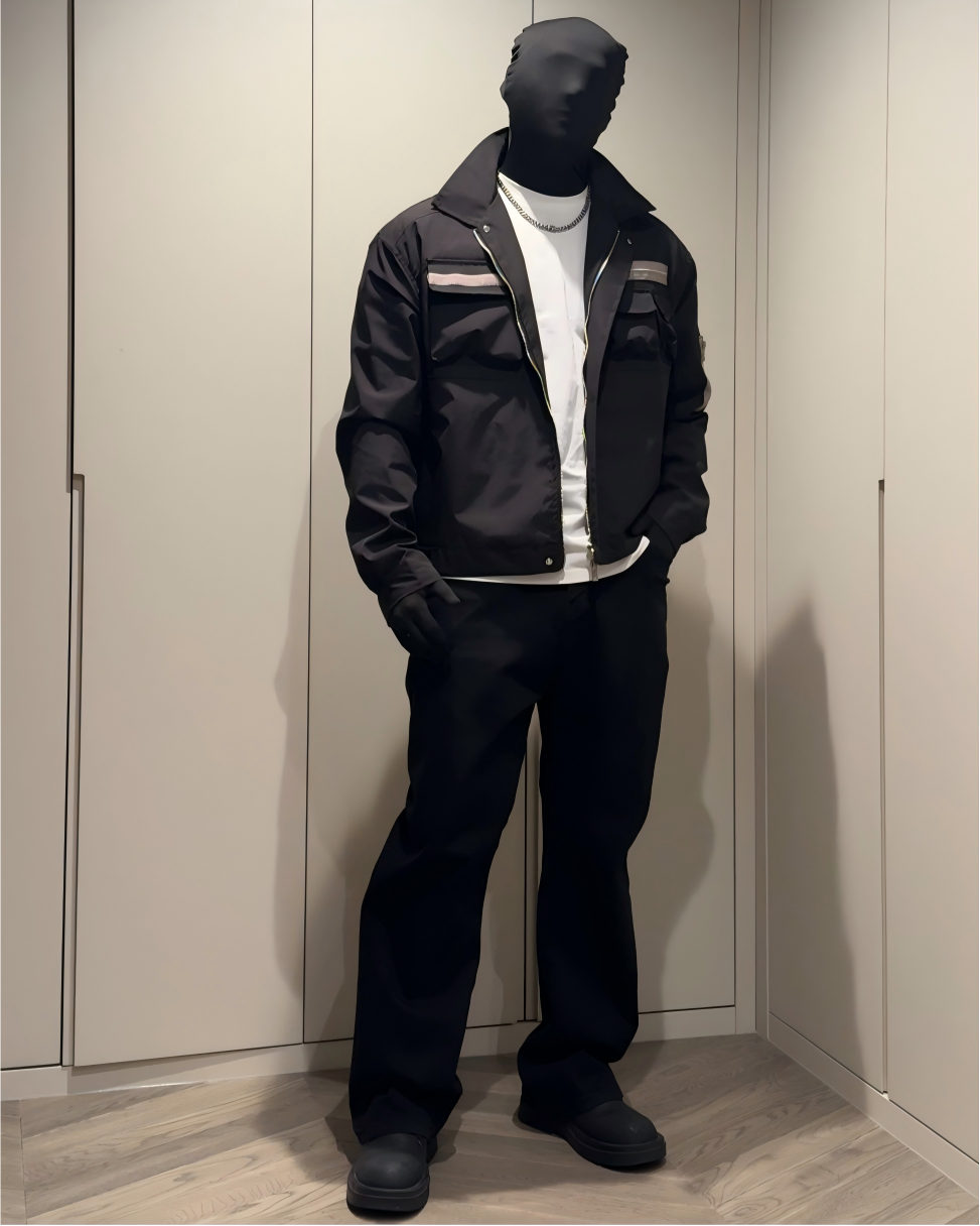 STEP BLOCK ST004 Multi-Pocket Utility Military Style Zip-Up Jacket