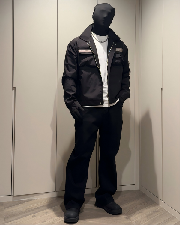 STEP BLOCK ST004 Multi-Pocket Utility Military Style Zip-Up Jacket