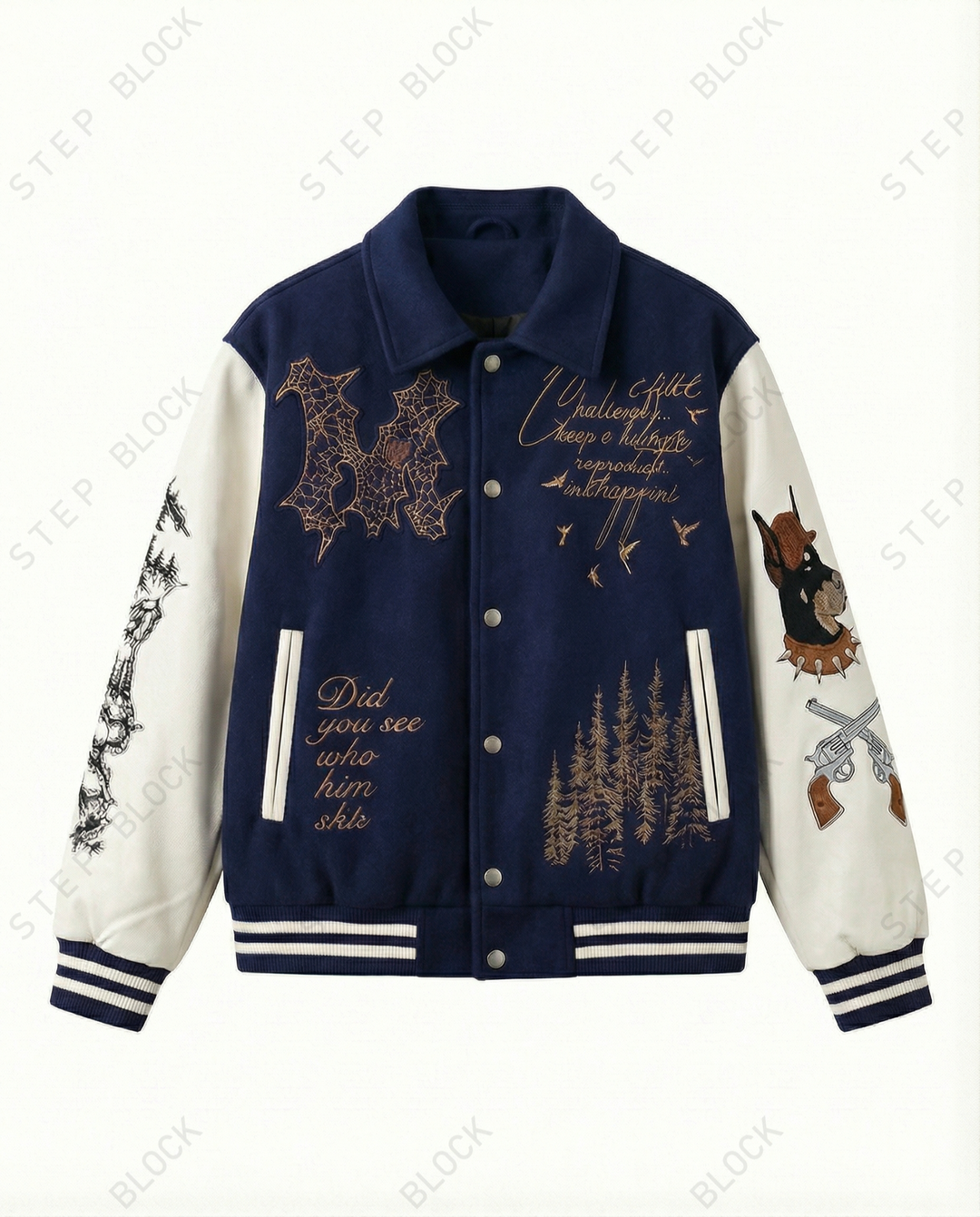 [W.K] PATCHED VARSITY EMBROIDERED JACKET st5030  OK