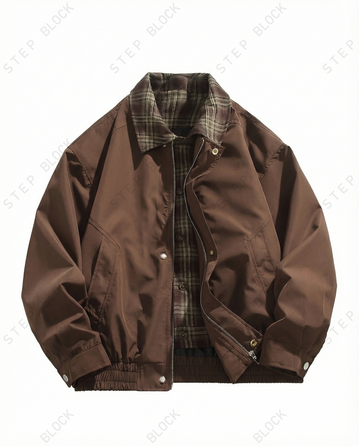 LAYERED PLAID WORK JACKET st5083  ok