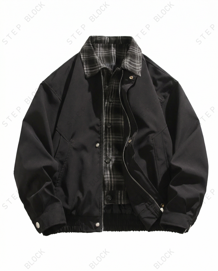 LAYERED PLAID WORK JACKET st5083  ok