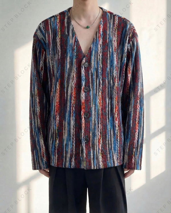 STEP BLOCK MT552 Abstract Textured Open Shirt