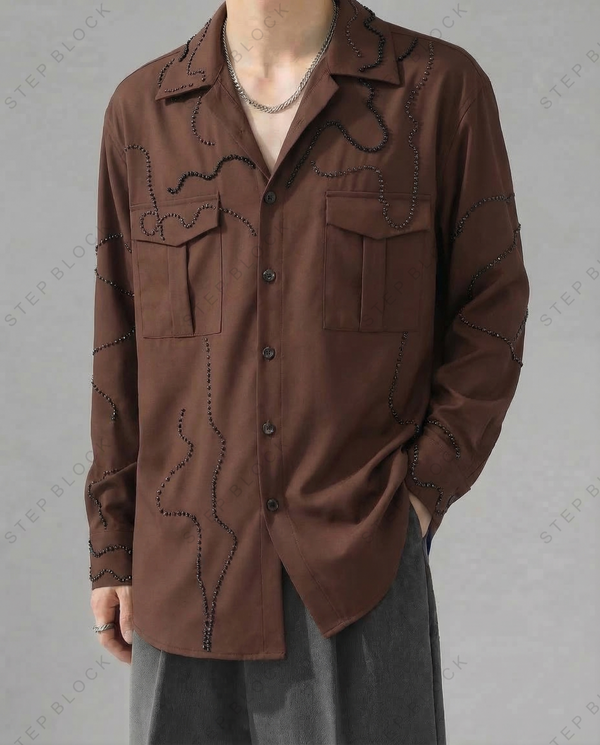 STEP BLOCK MT535 Contrast Stitch Long-Sleeve Shirt