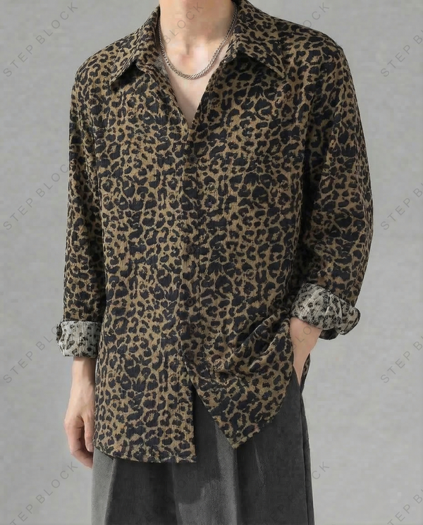 STEP BLOCK MT540 Leopard Print Long-Sleeve Shirt
