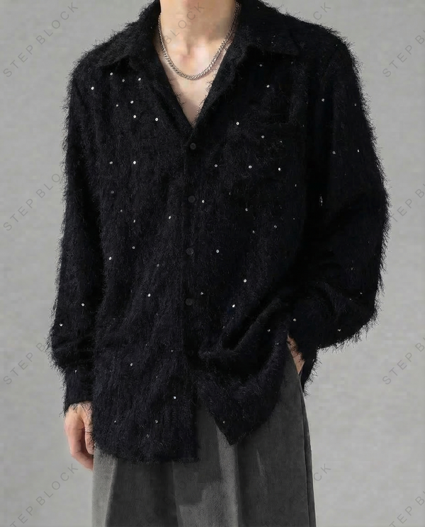 STEP BLOCK MT544 Textured Sparkle Button-Up Shirt