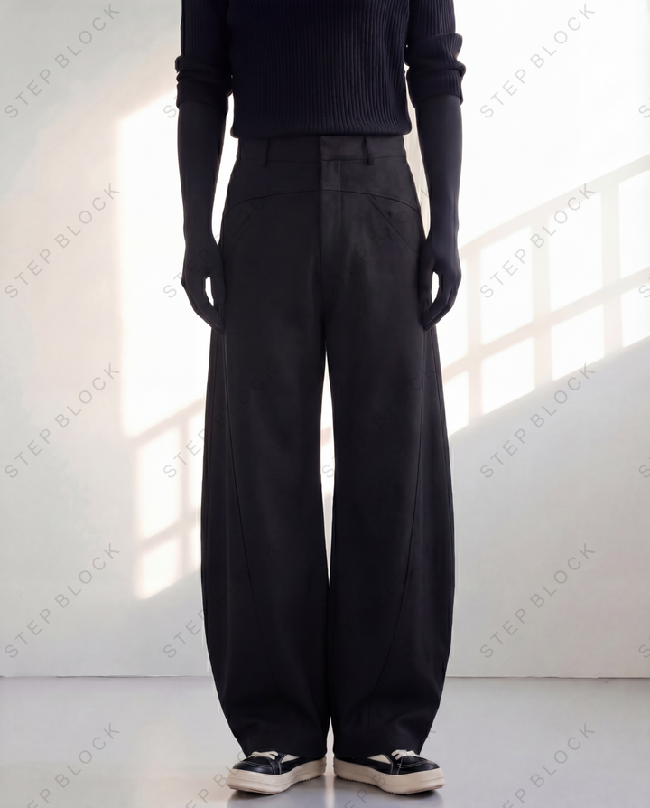 STEP BLOCK MT038 minimalist wide-leg drape casual dress pants
