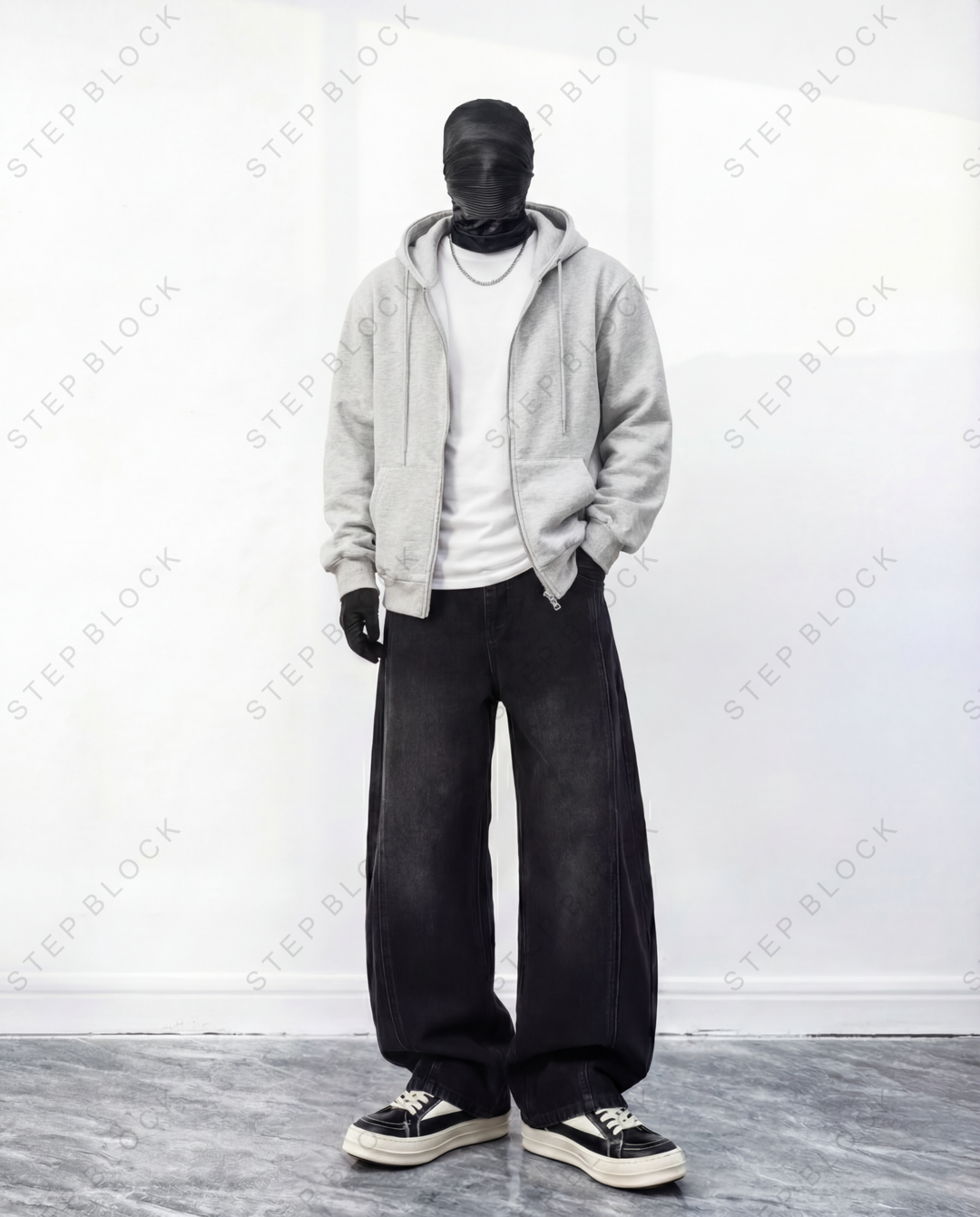STEP BLOCK ST1010 Minimalist Zip-Up Hoodie