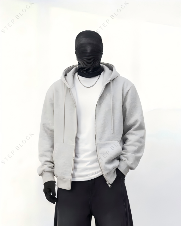 STEP BLOCK ST1010 Minimalist Zip-Up Hoodie