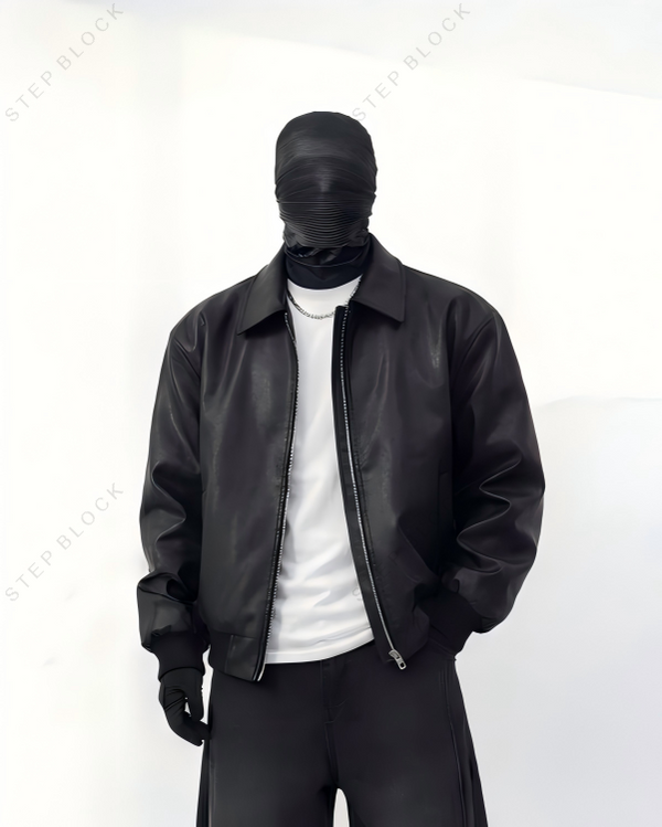 STEP BLOCK ST1007 Minimalist Leather Jacket