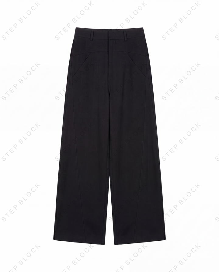 STEP BLOCK MT038 minimalist wide-leg drape casual dress pants