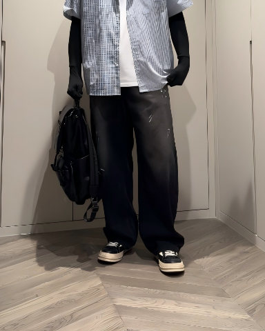 STEP BLOCK MT086 Vintage Sun-Faded Distressed Baggy Jeans