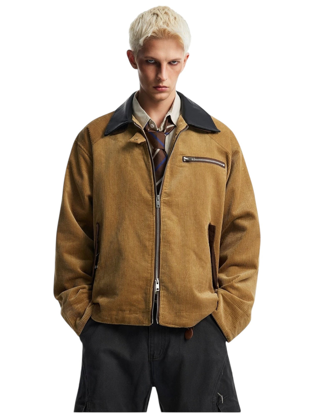 [OV] CORDUROY LEATHER-COLLAR JACKET st5050