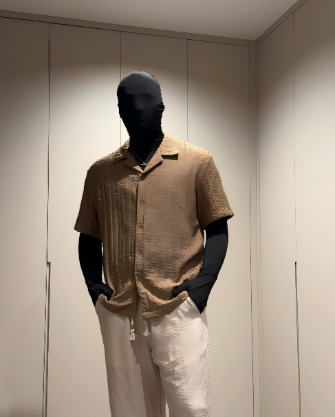 STEP BLOCK MT557 Hollow-Out Knit Short Sleeve T-Shirt - Streetwear