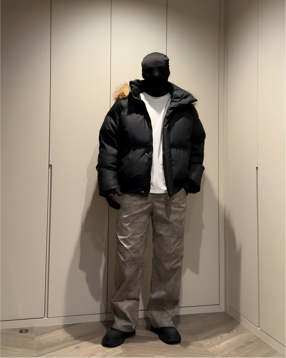 STEP BLOCK ST020 Oversized Fur Hooded Puffer Jacket