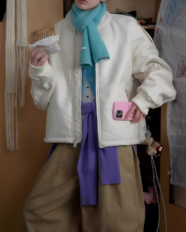 STEP BLOCK ST032 Reversible Faux Shearling Oversized Bomber Jacket