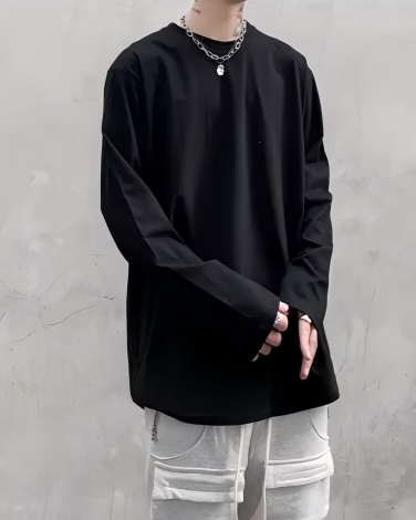 STEP BLOCK MT528 Raw Edge V-Neck Long-Sleeve Base Layer