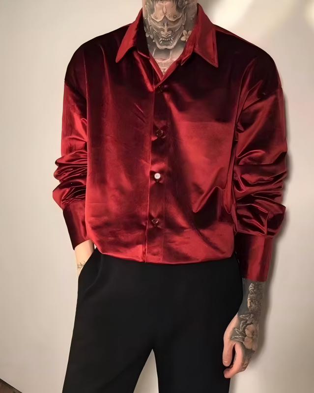 STEP BLOCK MT543 Velvet Button-Up Shirt