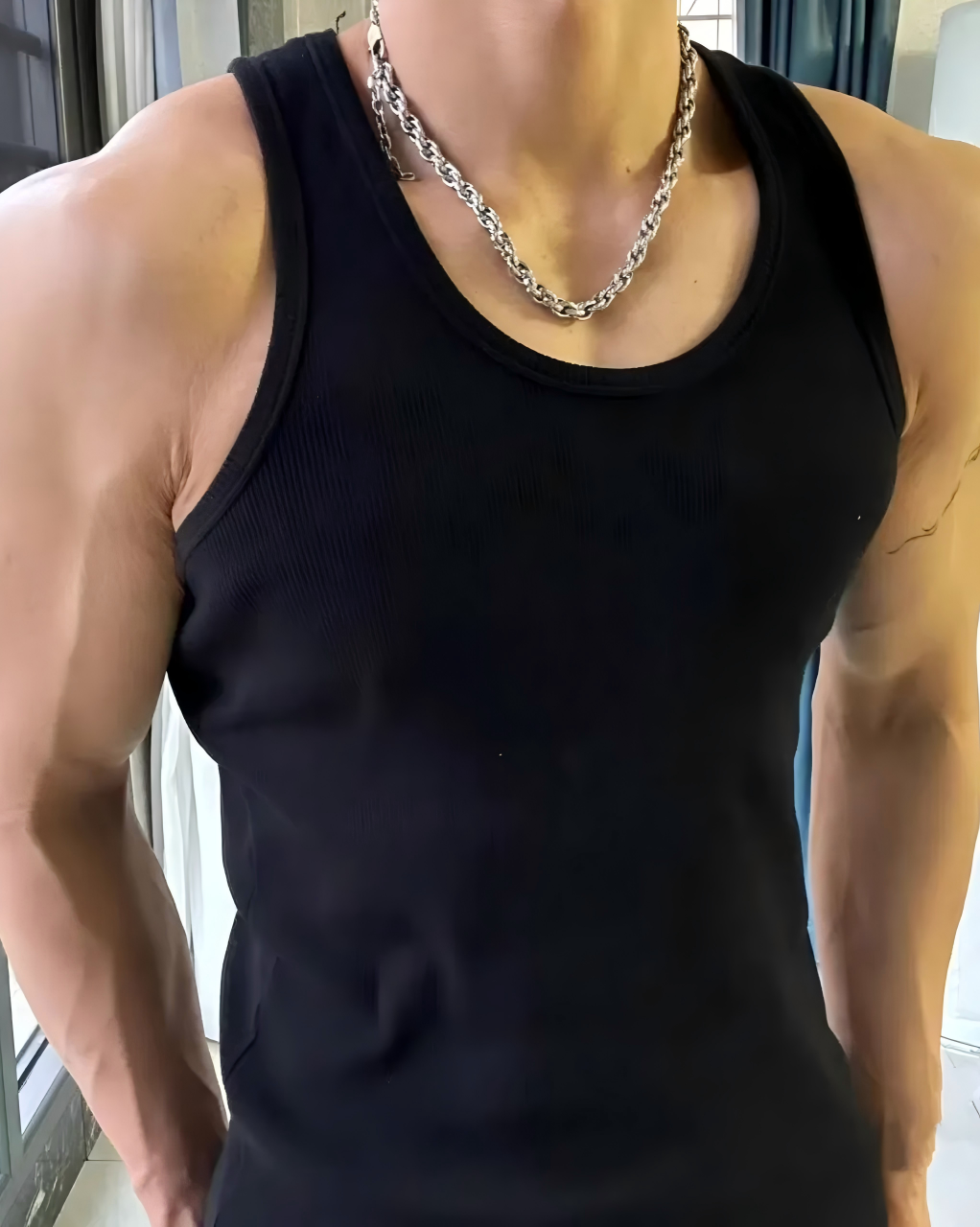 STEP BLOCK MT548 Ribbed Knit Slim Fit Tank Top