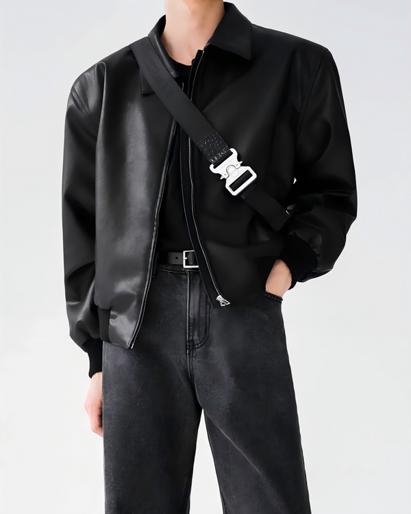 STEP BLOCK ST1007 Minimalist Leather Jacket
