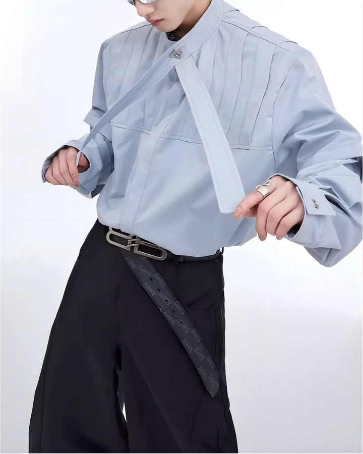 STEP BLOCK MT541 Bow Tie Detail Layered Shirt