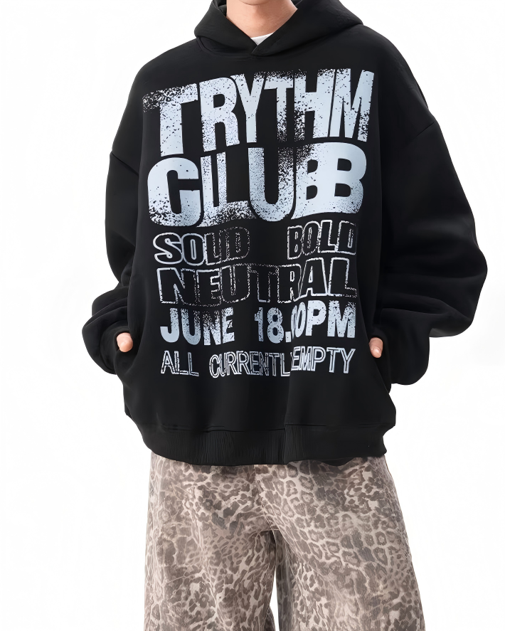 STEP BLOCK ST1001 Graphic Print Oversized Hoodie