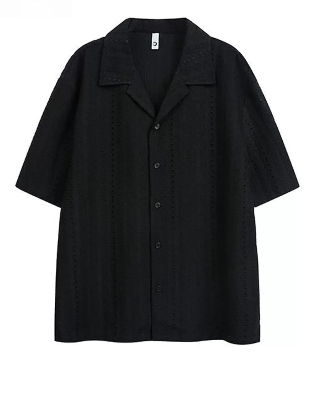 STEP BLOCK MT557 Hollow-Out Knit Short Sleeve T-Shirt - Streetwear