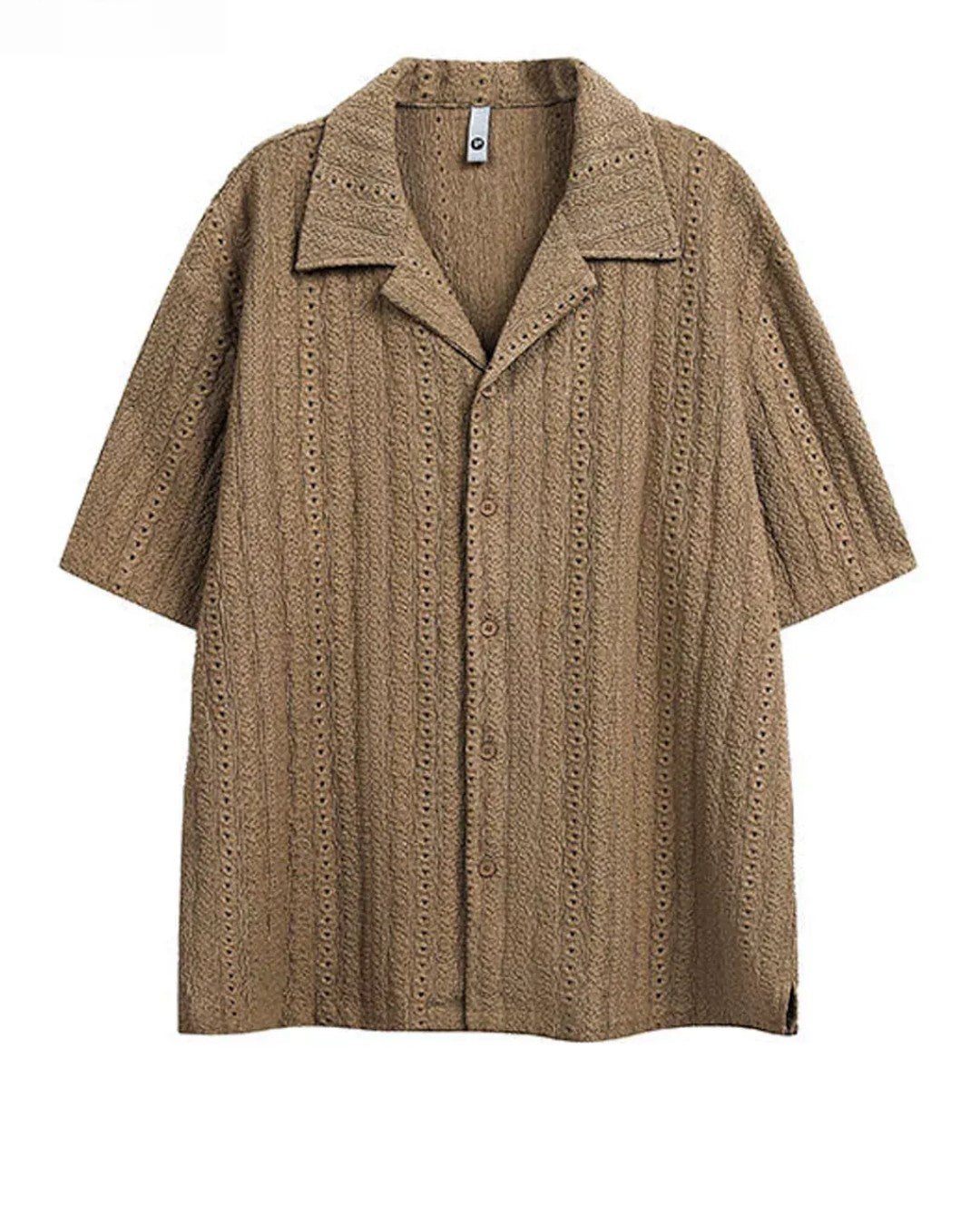 STEP BLOCK MT557 Hollow-Out Knit Short Sleeve T-Shirt - Streetwear