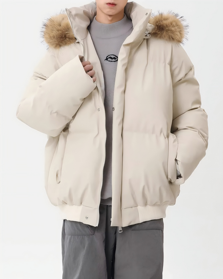 STEP BLOCK ST020 Oversized Fur Hooded Puffer Jacket