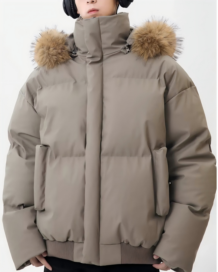 STEP BLOCK ST020 Oversized Fur Hooded Puffer Jacket