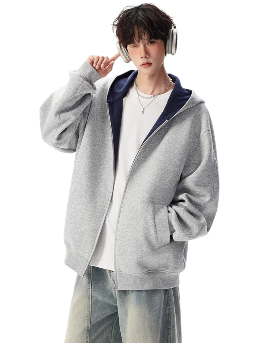 [OLD] FAUX TWO-PIECE HOODED LOOSE JACKET st5035