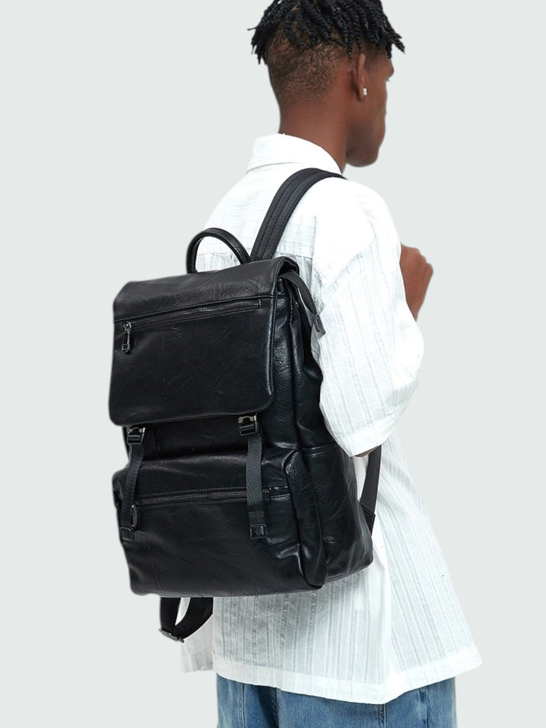 [NESBIT] FAUX LEATHER COMMUTER BACKPACK st5067