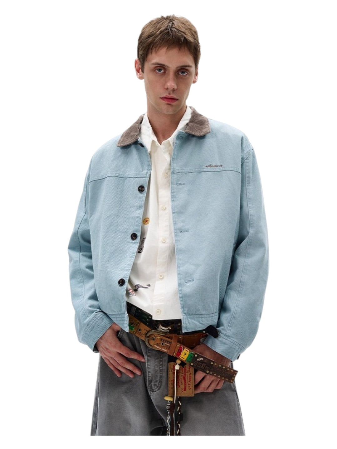 [MADWITCH] WASHED RETRO CONTRAST COLLAR WORKWEAR JACKET st5036