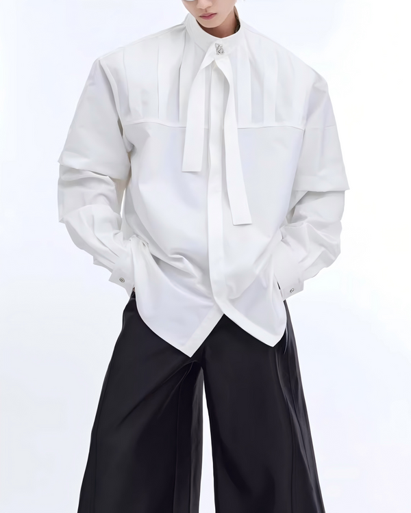 STEP BLOCK MT541 Bow Tie Detail Layered Shirt