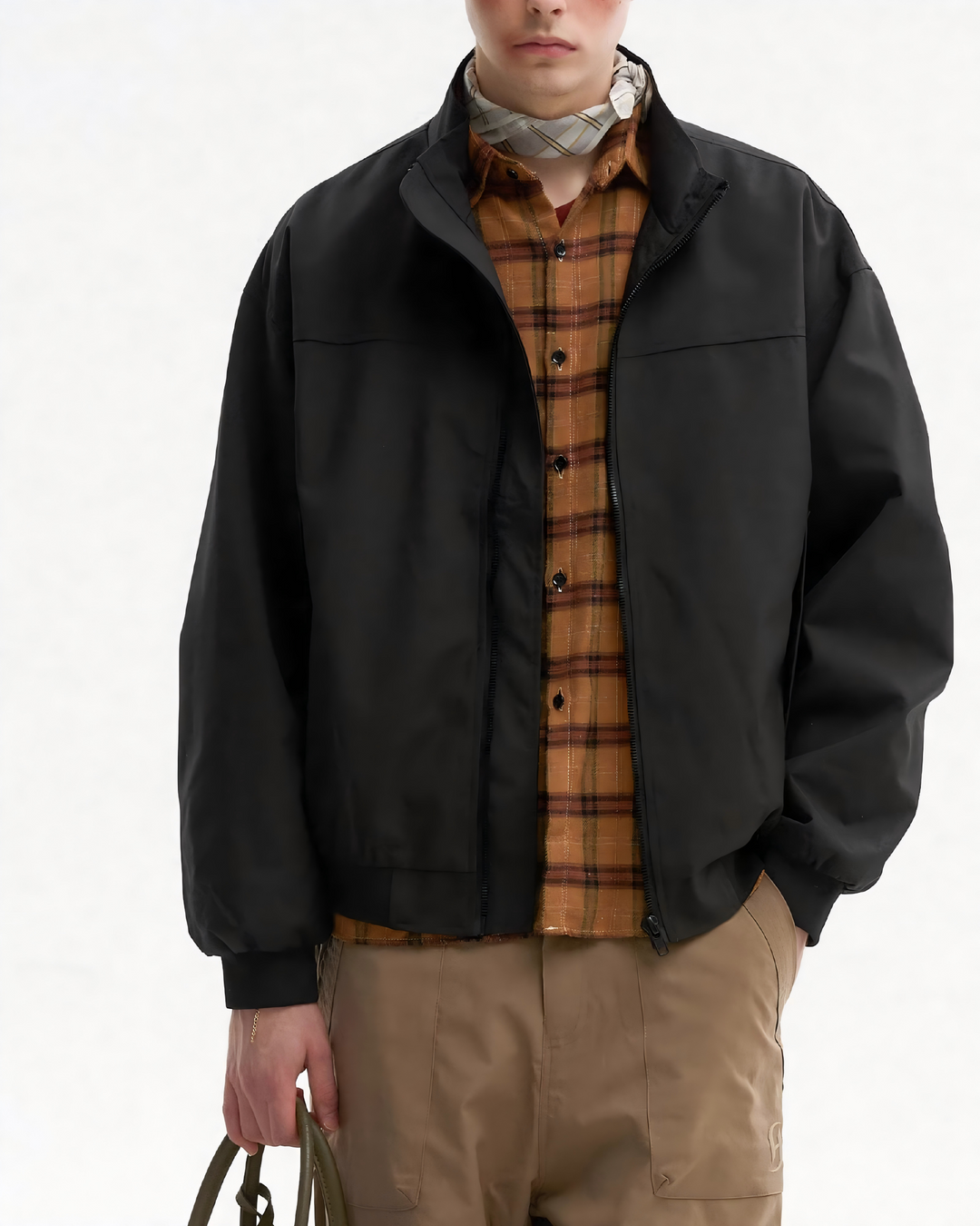 STEP BLOCK ST033 Minimalist Stand Collar Oversized Bomber Jacket