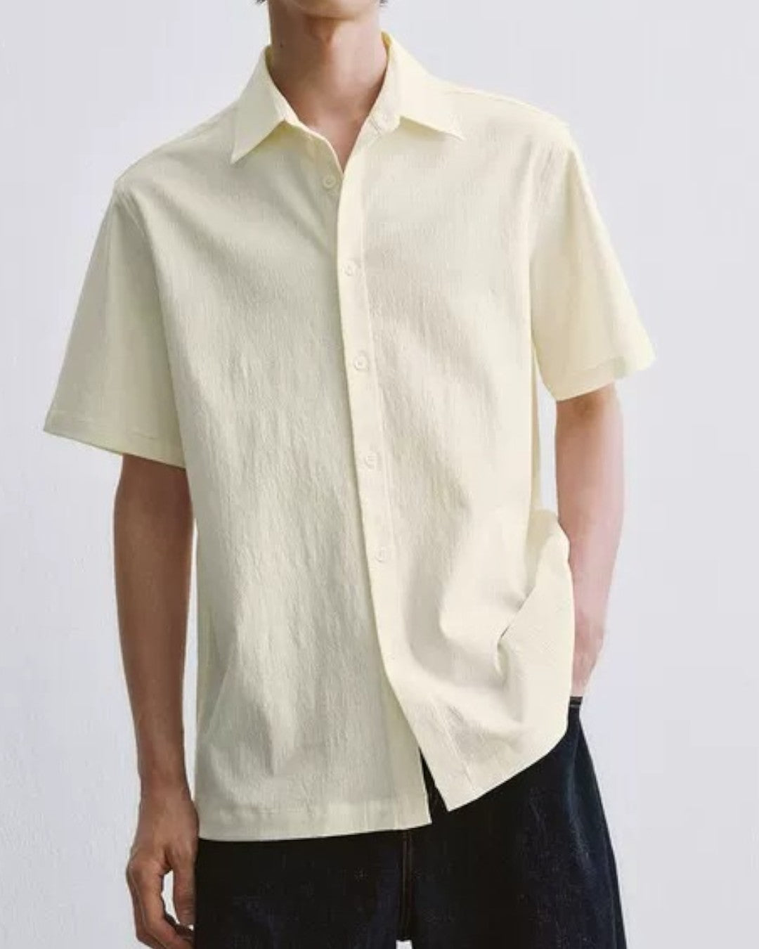 STEP BLOCK MT556 Premium Minimalist Short Sleeve Button-Up T-Shirt
