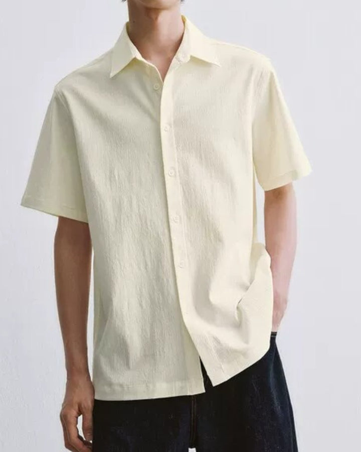 STEP BLOCK MT556 Premium Minimalist Short Sleeve Button-Up T-Shirt