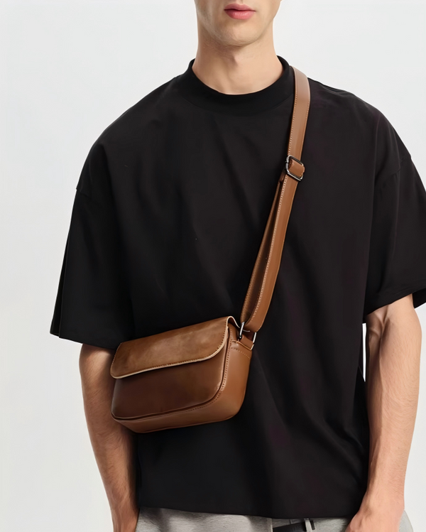 STEP BLOCK Ac082 Retro Minimalist Leather Crossbody Bag