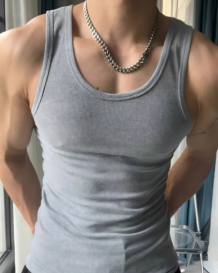 STEP BLOCK MT548 Ribbed Knit Slim Fit Tank Top