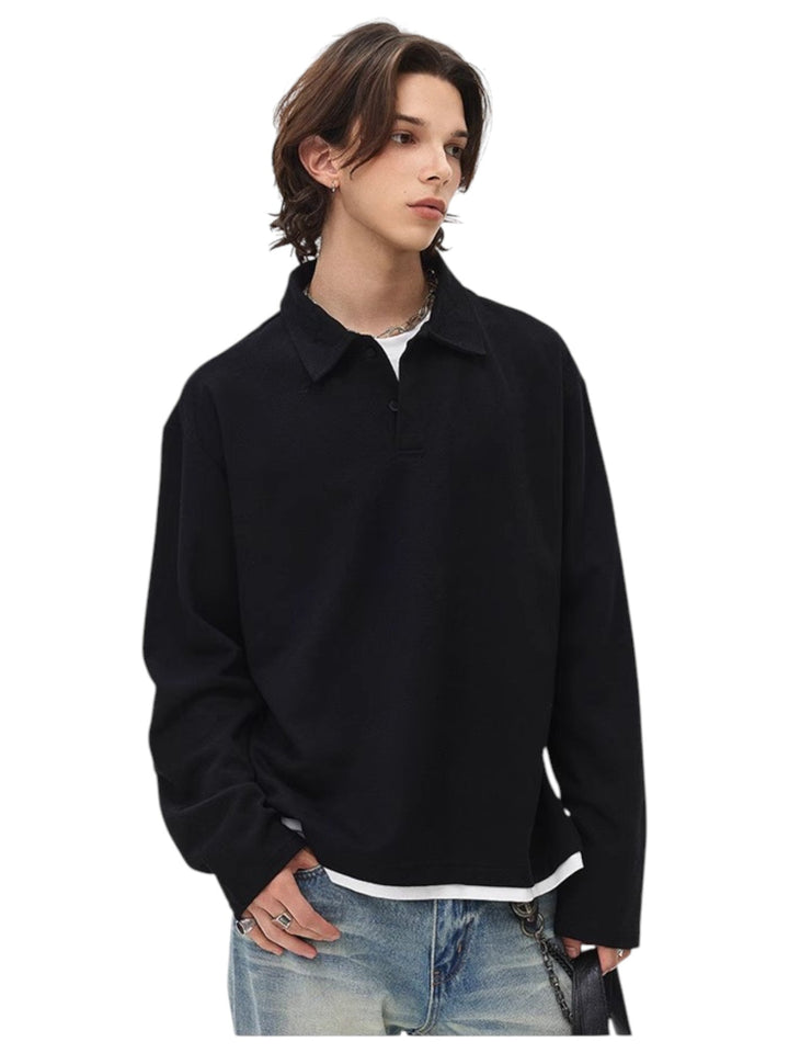 [BLAEXIT] BLAEXIT LAYERED-COLLAR POLO SHIRT st5043