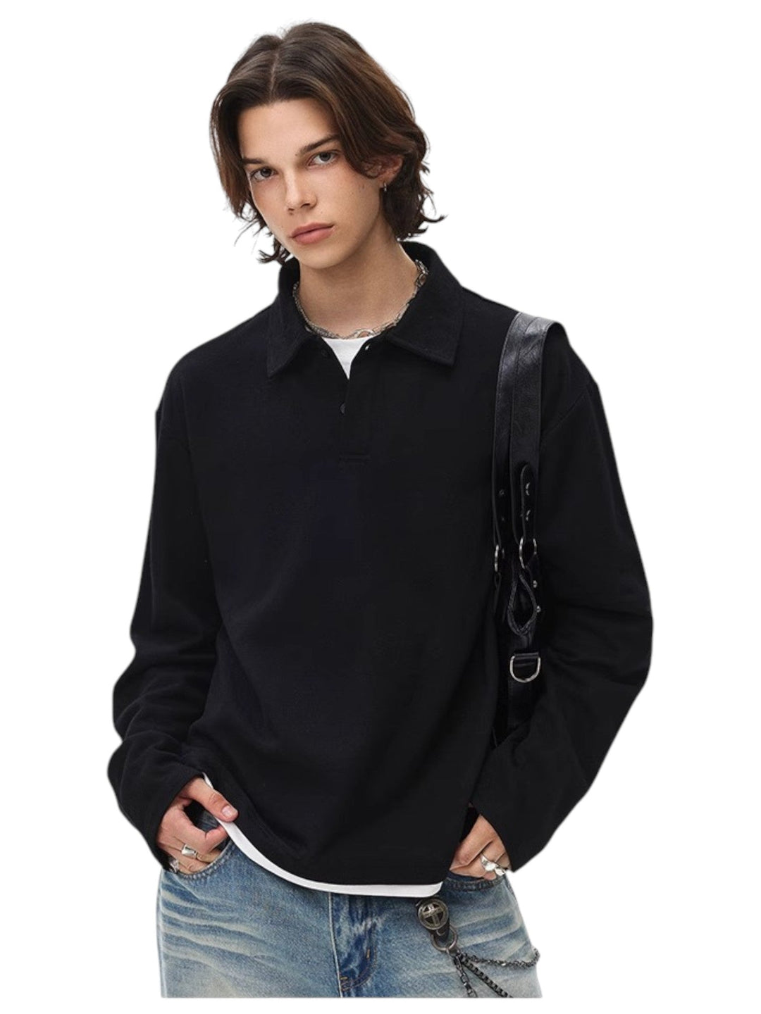 [BLAEXIT] BLAEXIT LAYERED-COLLAR POLO SHIRT st5043