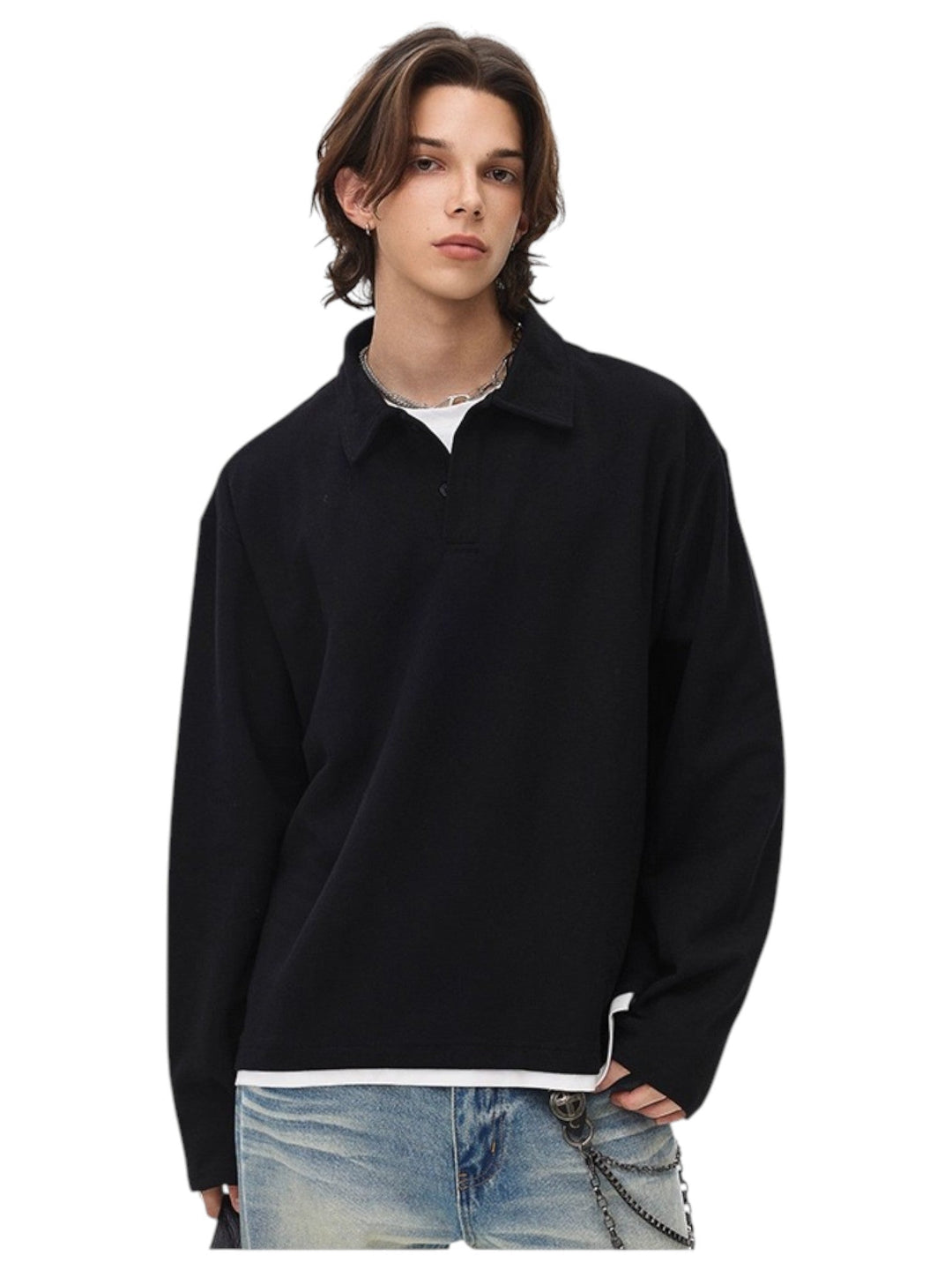 [BLAEXIT] BLAEXIT LAYERED-COLLAR POLO SHIRT st5043