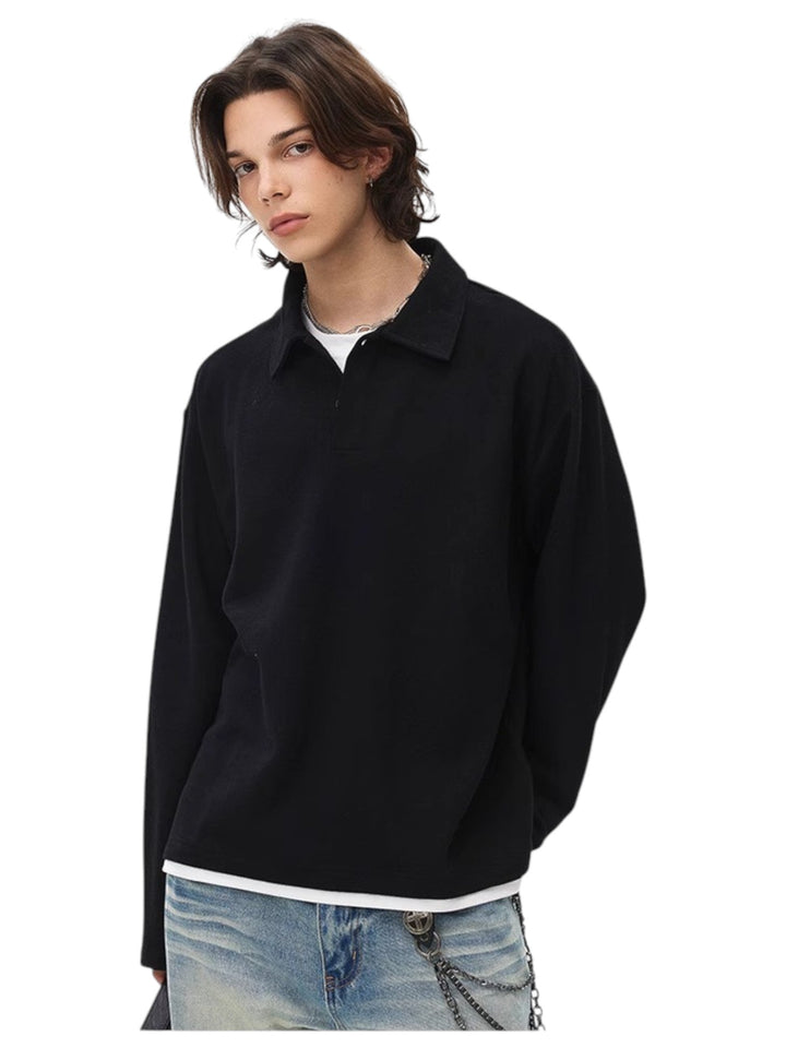 [BLAEXIT] BLAEXIT LAYERED-COLLAR POLO SHIRT st5043