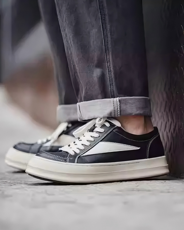 STEP BLOCK SH001 Men's Black & White Minimalist Streetwear Shoes