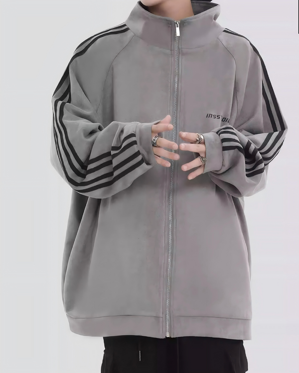 STEP BLOCK ST1004 Striped Sleeve Track Jacket