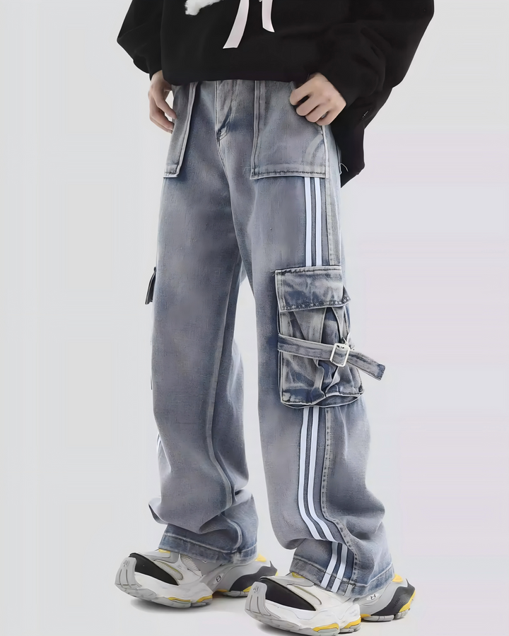 STEP BLOCK MT023 Multi-Pocket Cargo Baggy Jeans