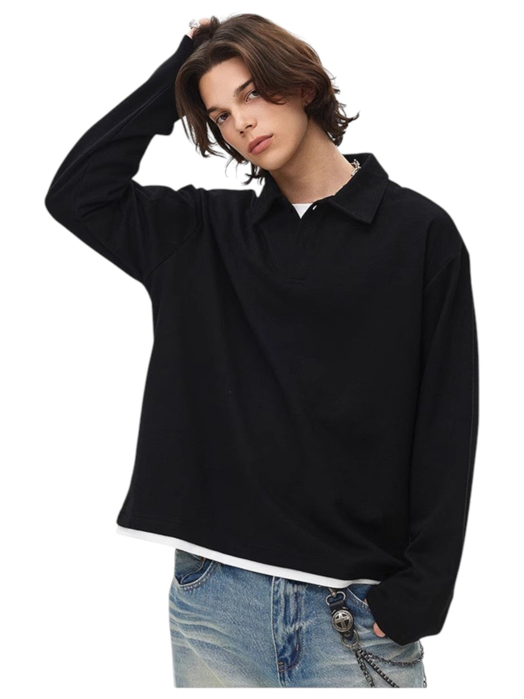 [BLAEXIT] BLAEXIT LAYERED-COLLAR POLO SHIRT st5043