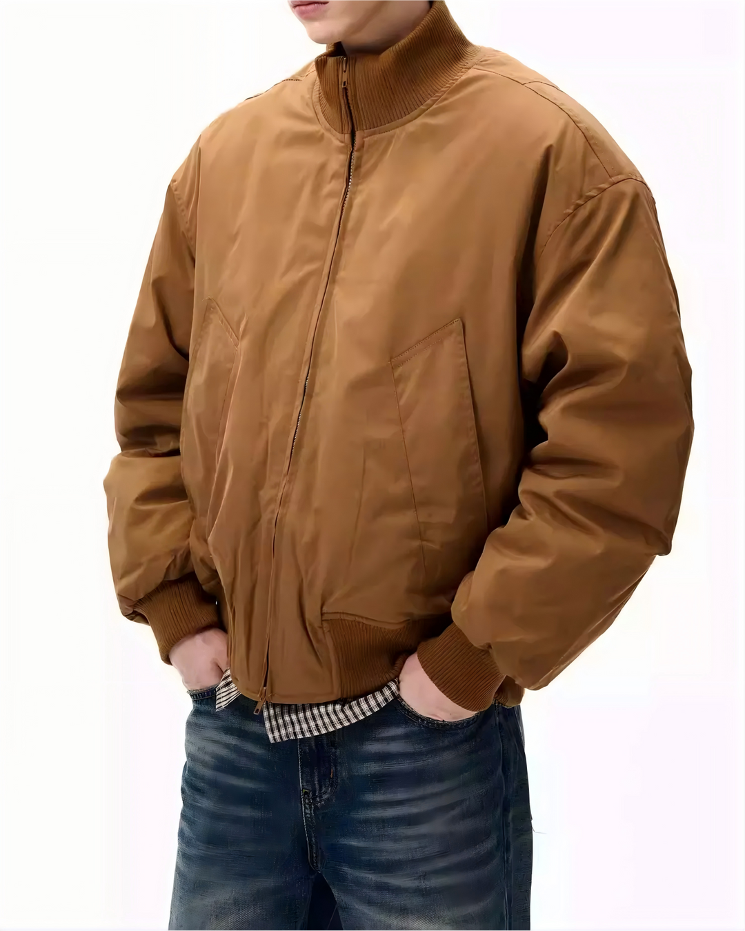 STEP BLOCK ST021 Oversized Stand Collar Padded Bomber Jacket