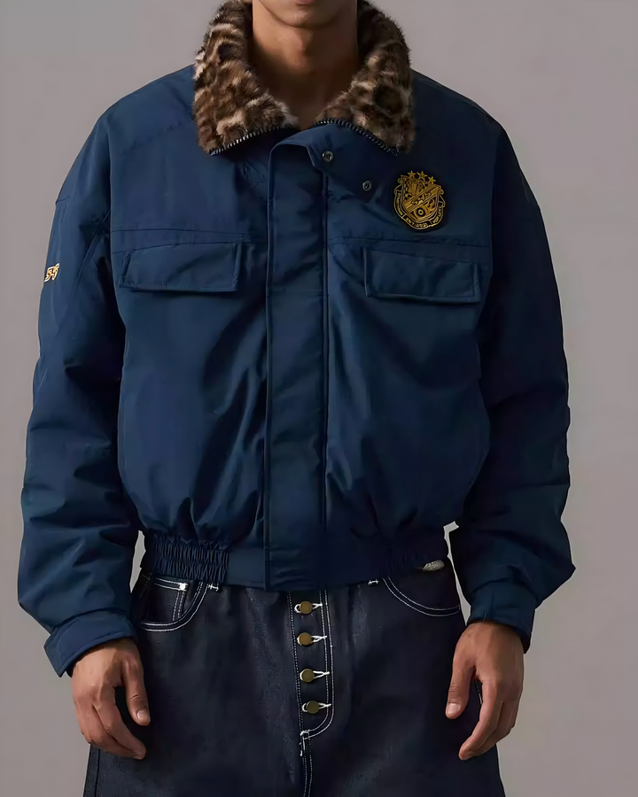 STEP BLOCK ST1017 Shearling Collar Work Jacket
